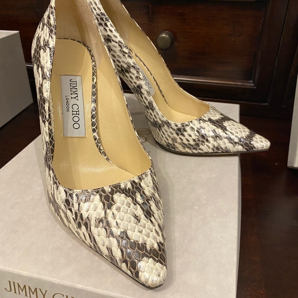 Jimmy Choo authentic Romy 100 Gloss Elaphe Stilettos - Picture 5 of 6